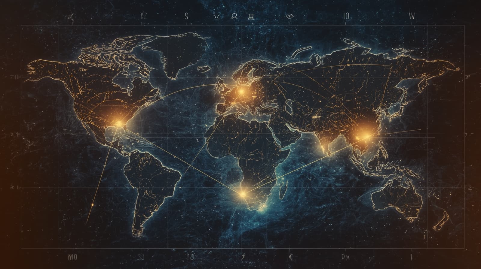 Globe with planetary lines showing astrocartography map